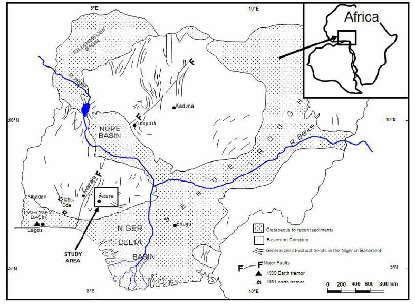 kaart van nigeria tonen van drainage
