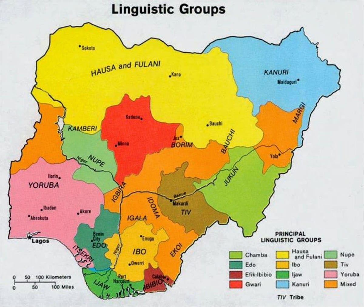 Kaart van nigeriaanse stammen