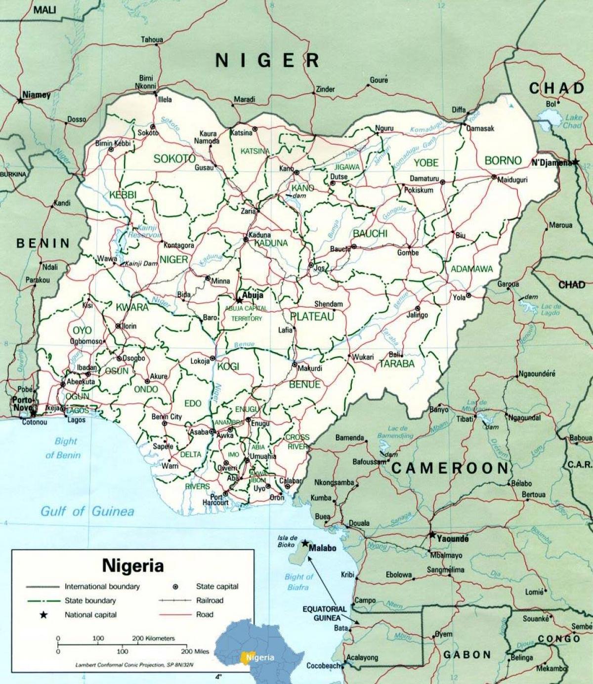 lagos (nigeria kaart afrika