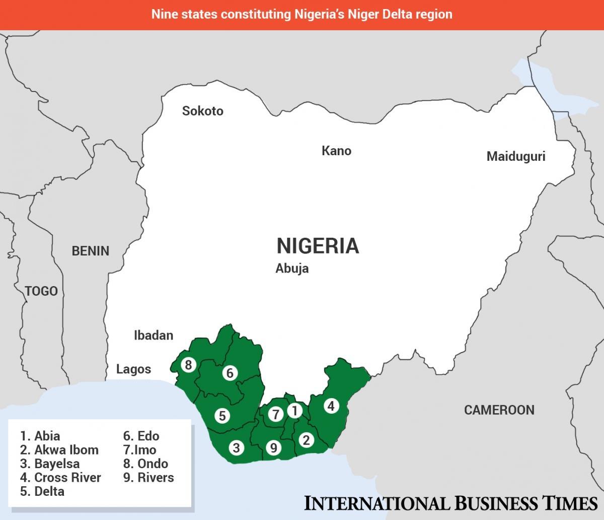 Kaart van niger delta kaart in nigeria