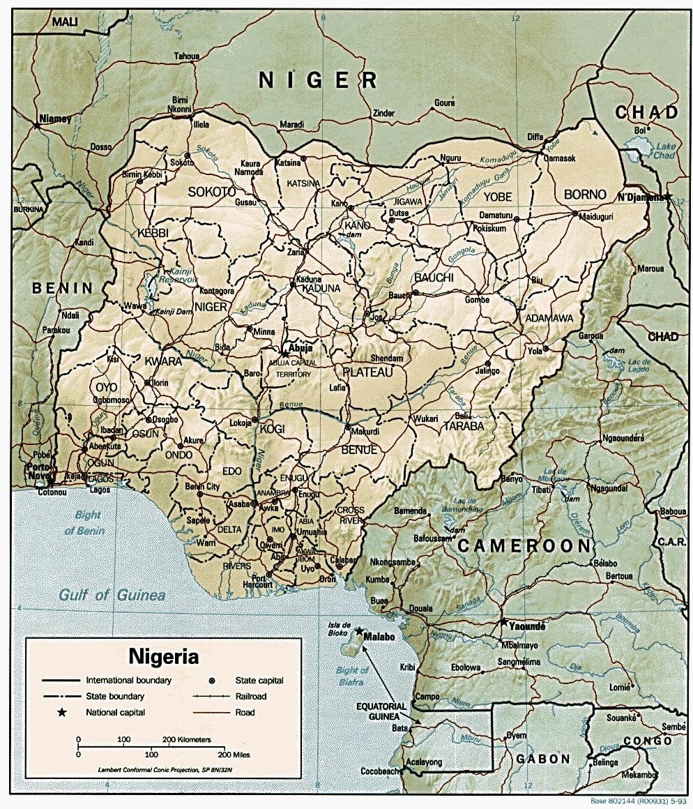 geografische kaart van nigeria
