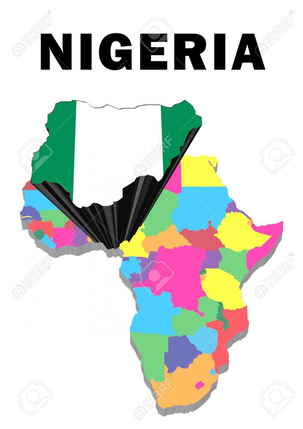 kaart van afrika met nigeria gemarkeerd