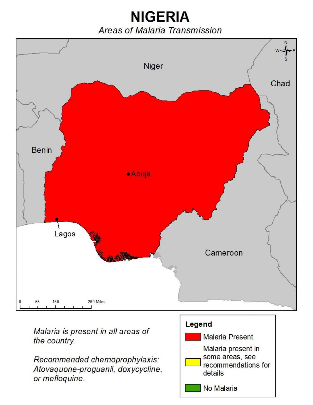 Kaart van nigeria malaria