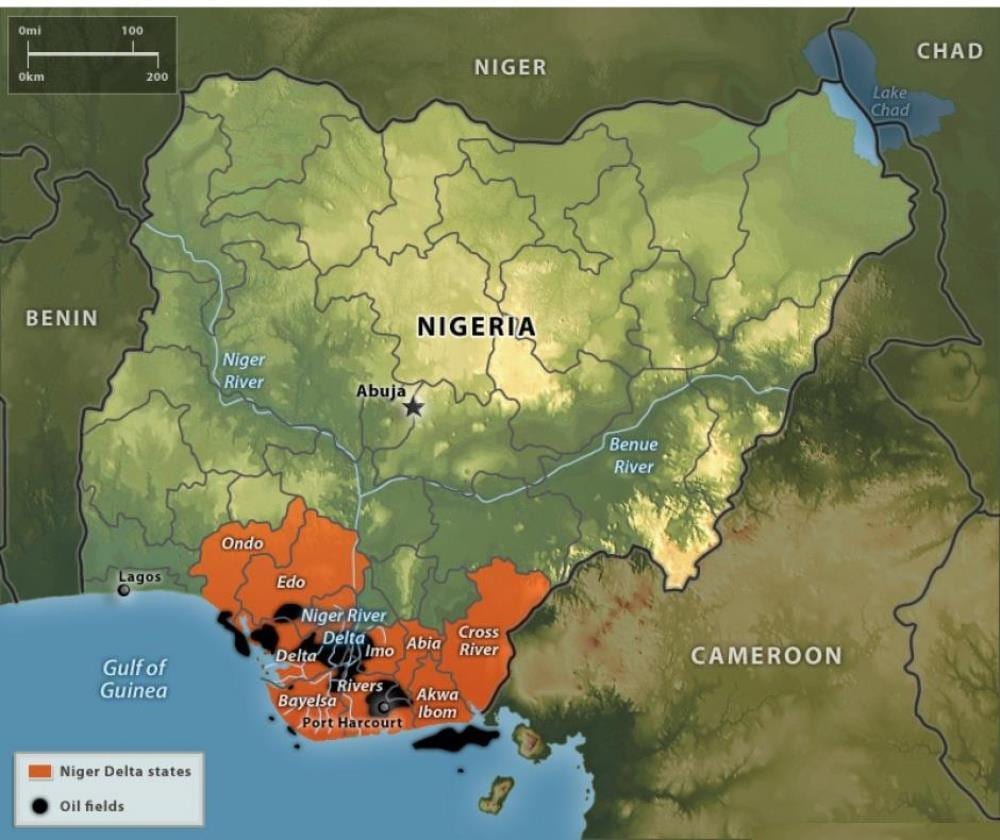 Kaart van nigeria olie