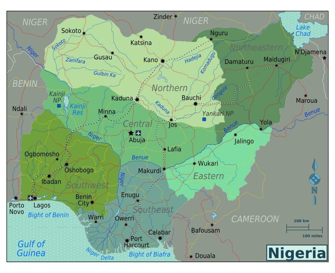 nigeria regionale kaart