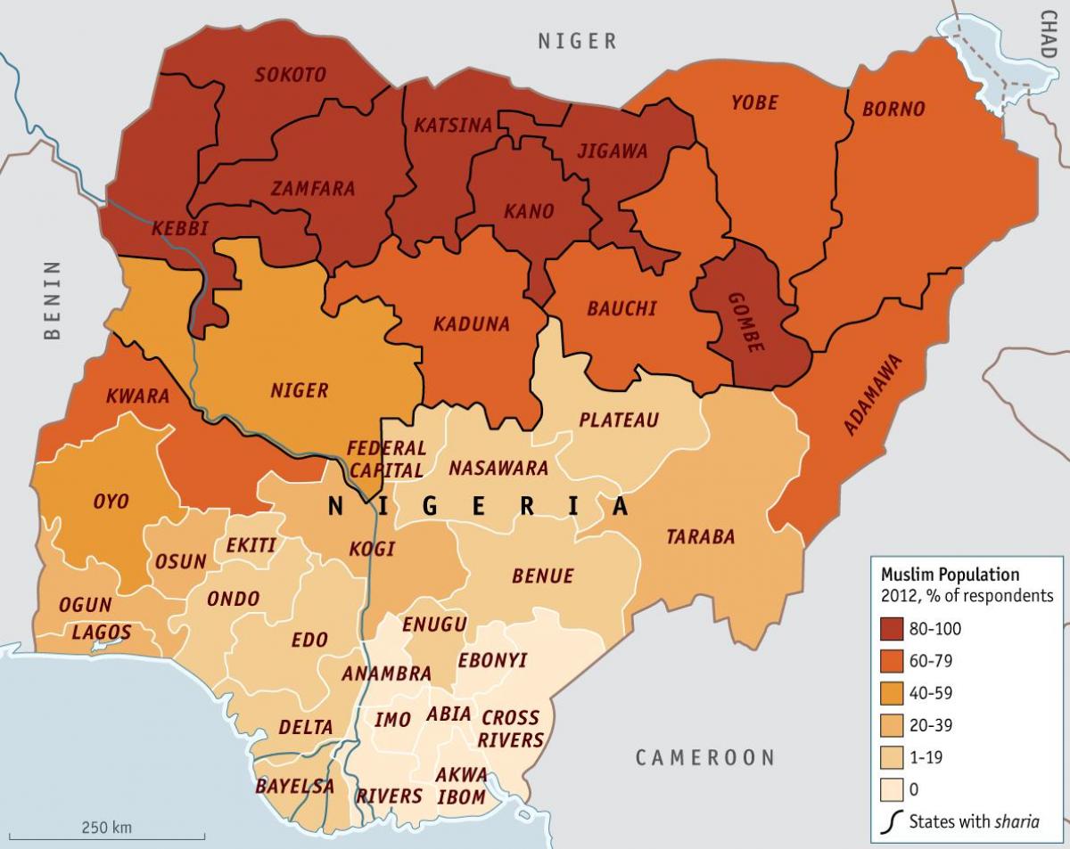 Kaart van nigeria religie