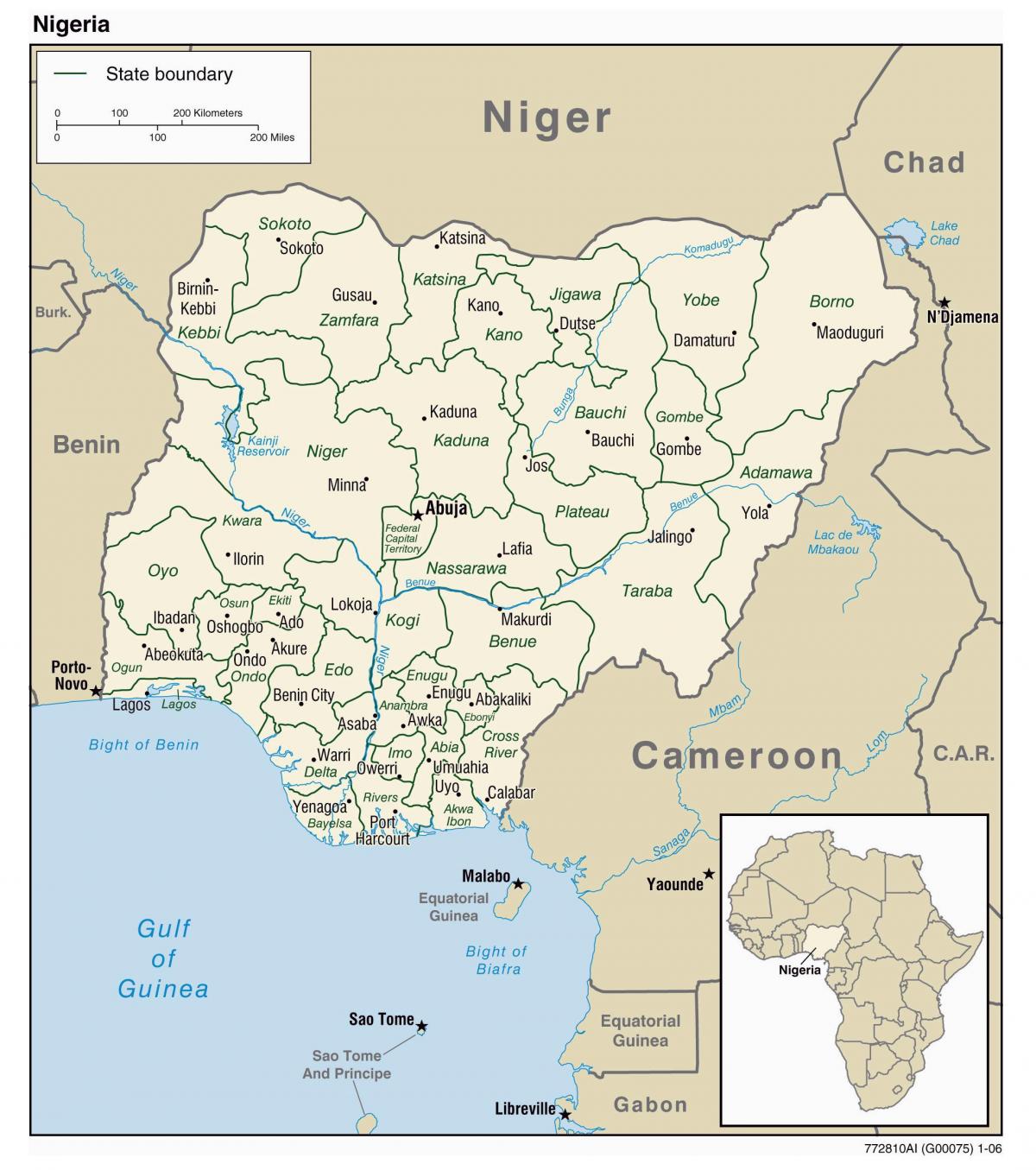 kaart van nigeria met steden
