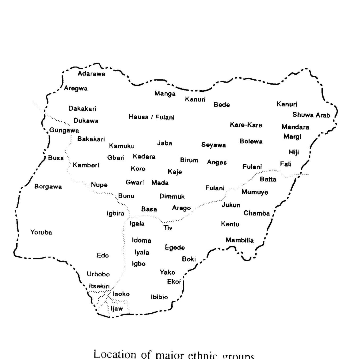 maak een schets kaart van nigeria