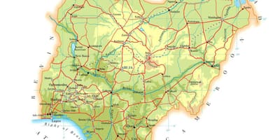 Kaart van fysieke nigeria