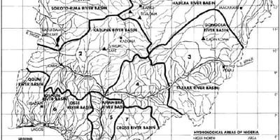Kaart van hydrologische nigeria