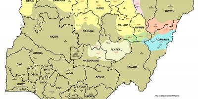 Kaart van nigeria met 36 staten
