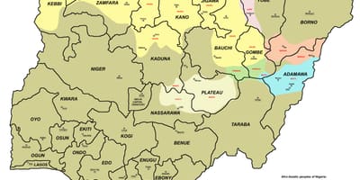 Kaart van nigeria tonen van de 36 staten en hun hoofdsteden