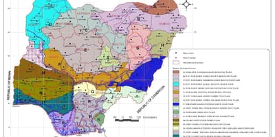 Kaart van nigeria met verschillende vegetatie zones