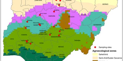 Kaart van nigeria tonen gewas distributie