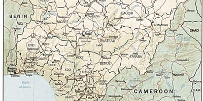 Kaart van lengte-en breedtegraad nigeria