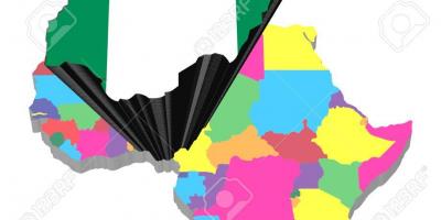 Kaart van afrika met nigeria gemarkeerd
