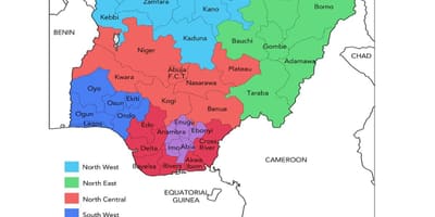 Kaart van nigeria tonen geopolitieke zones