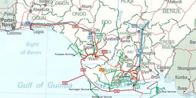 Kaart van de pijpleiding nigeria 