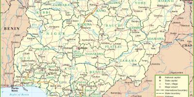 Kaart van nigeria waarop de belangrijkste wegen