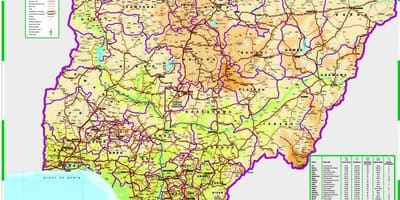 Kaart van nigeria weg afstand