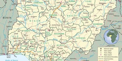 Kaart van nigeria tonen staten en hoofdsteden