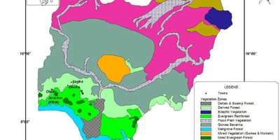Kaart van nigeria tonen vegetatie